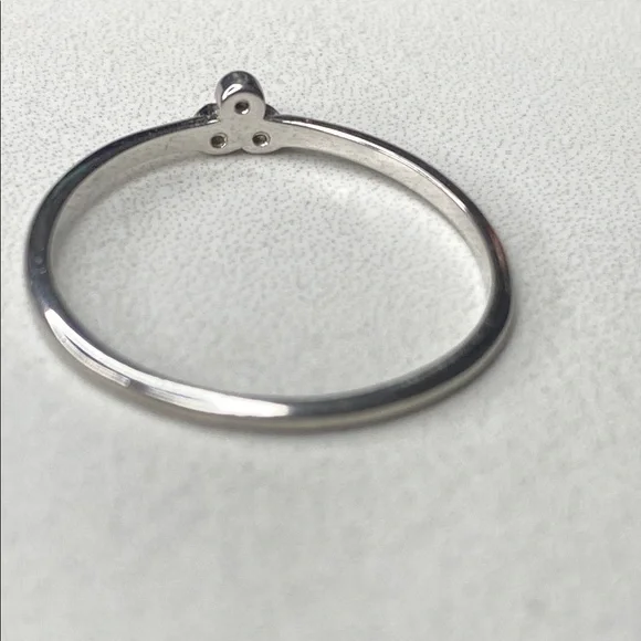 Dainty Sterling Silver Ring with Floral Design and Clear Stones - Picture 2 of 3